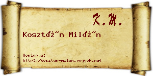 Kosztán Milán névjegykártya