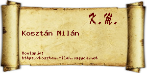 Kosztán Milán névjegykártya